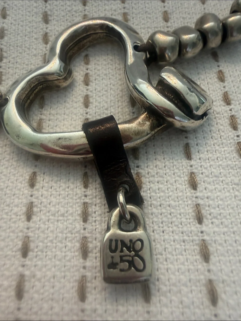 UNO de 50 Silver Heart Necklace with Beaded Chain